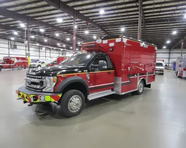 Braun Liberty Type I ambulance with a truck-mounted patient care module, designed for emergency medical transport and EMS response.