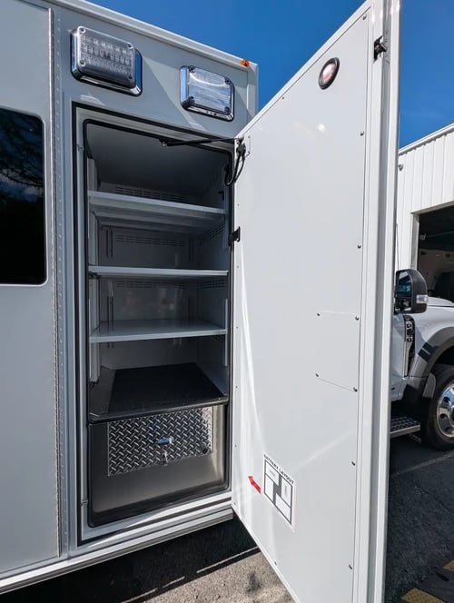 Front passenger side cabinet on the Demers MXP170E
