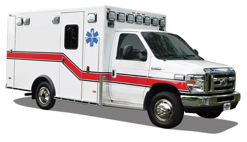 PL Custom Medallion 147 ambulance built on a cutaway chassis, supporting daily EMS response and efficient patient transport services.
