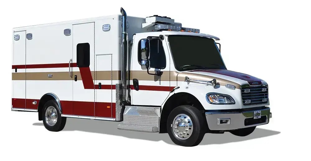 PL Custom Medium Duty Titan ambulance featuring increased payload capacity, spacious patient accommodations, and dependable emergency medical transport.
