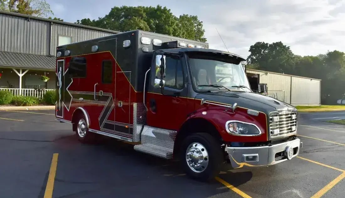 PL Custom Titan ambulance built on a medium-duty chassis, delivering enhanced patient care capacity and dependable EMS transport.