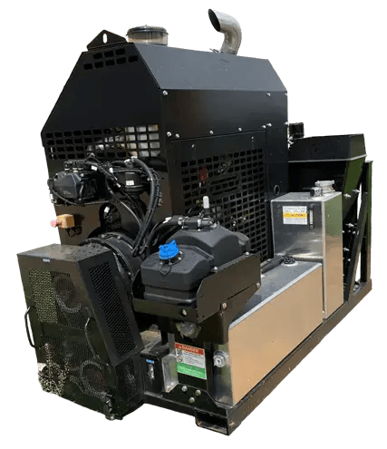 Titan Power Skid leaf collection system with background removed, showcasing its compact vacuum unit, debris-handling components, and equipment-ready configuration.