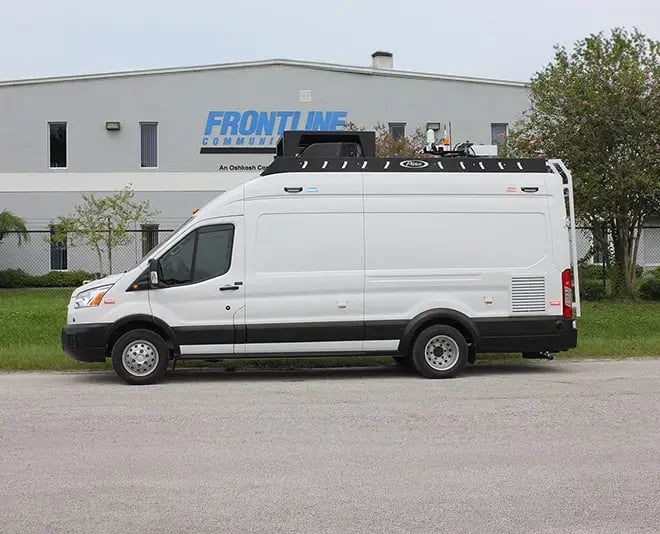Small mobile command vehicle equipped for communications, incident coordination, and field operations support.