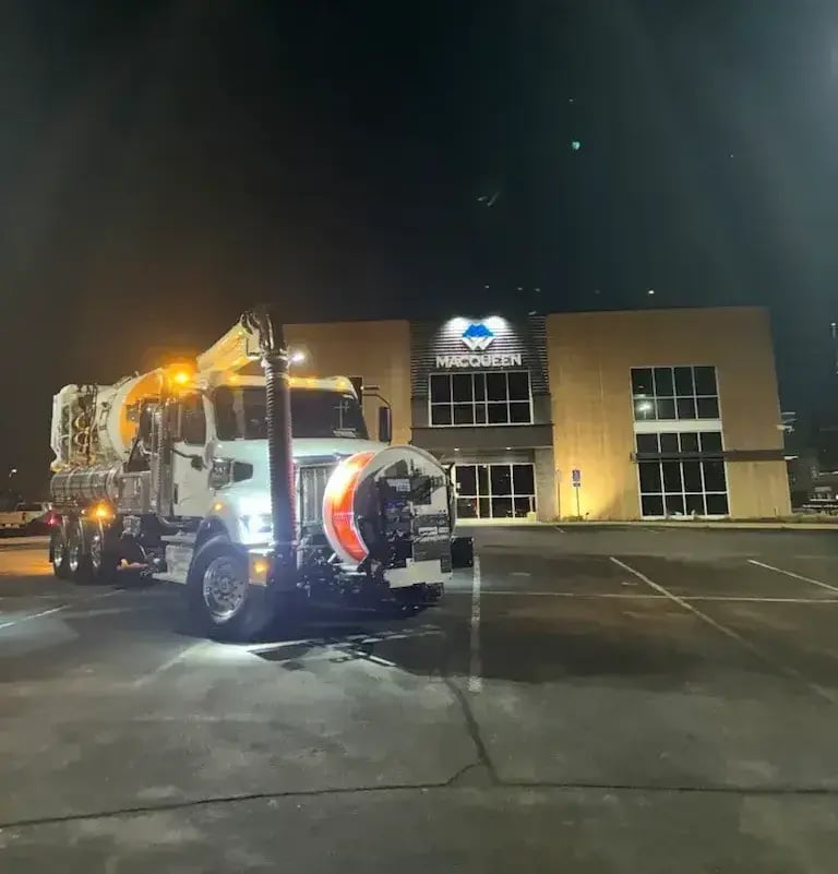 Vactor with a custom lighting package for safety and visibility