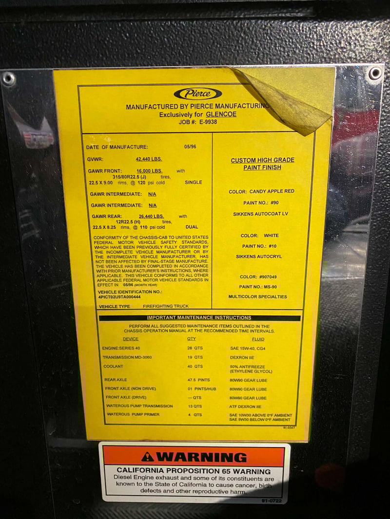 1996 Pierce Saber TM Pumper