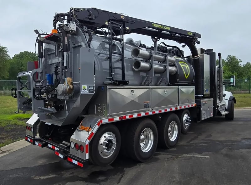 Rear passenger side angle view of 2026 TRUVAC HXX hydro excavation truck