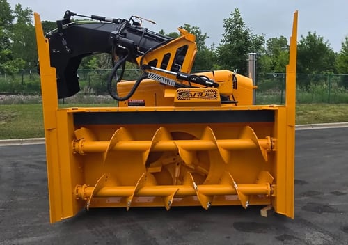 Larue D50 loader-mounted snow blower auger and intake assembly
