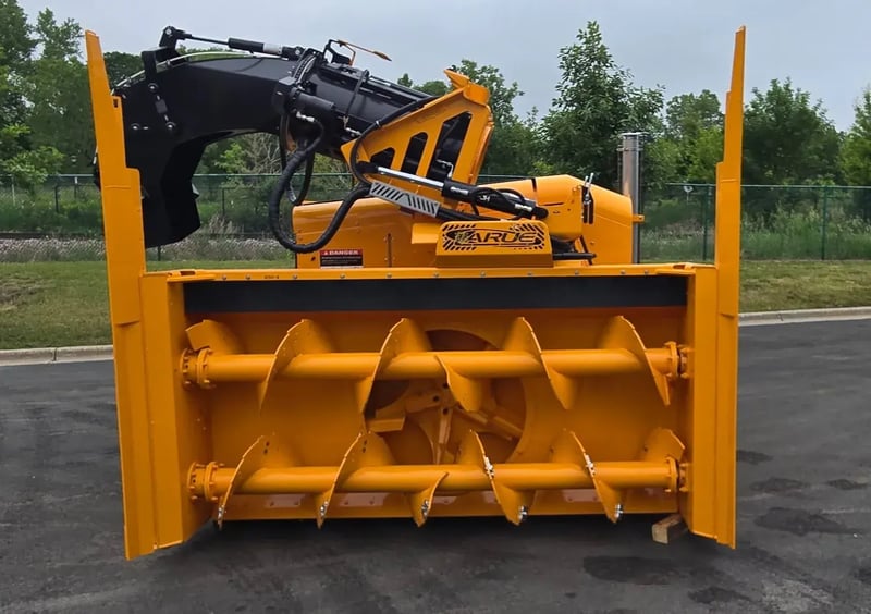 Larue D50 loader-mounted snow blower auger and intake assembly