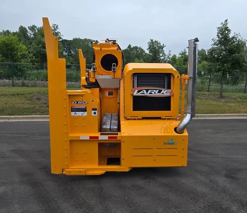 Larue D50 loader-mounted snow blower left angle view