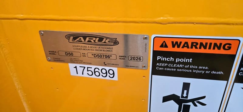 Larue D50 snow blower serial number and identification plate