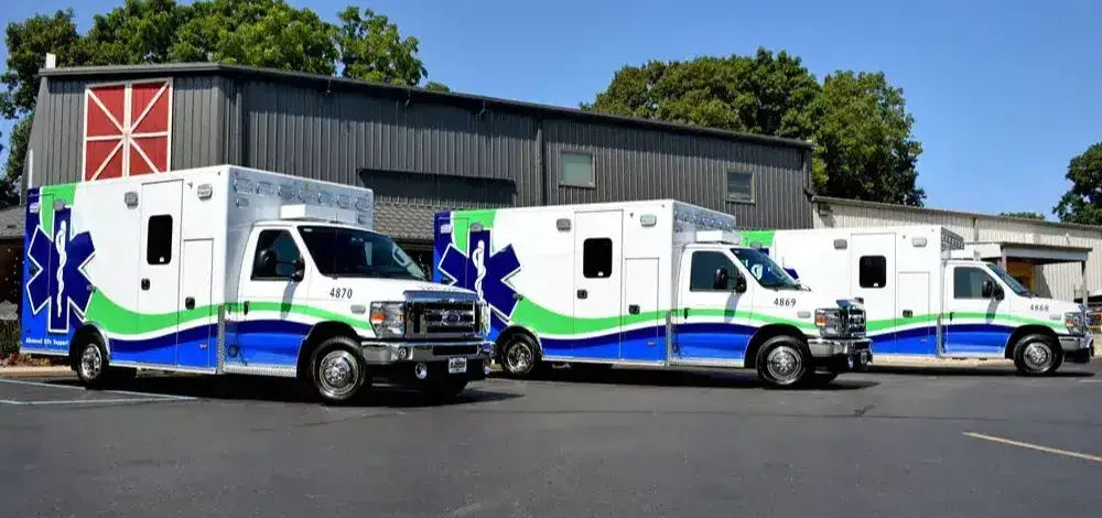PL Custom ambulance fleet supporting emergency medical services with dependable patient transport and frontline response vehicles.