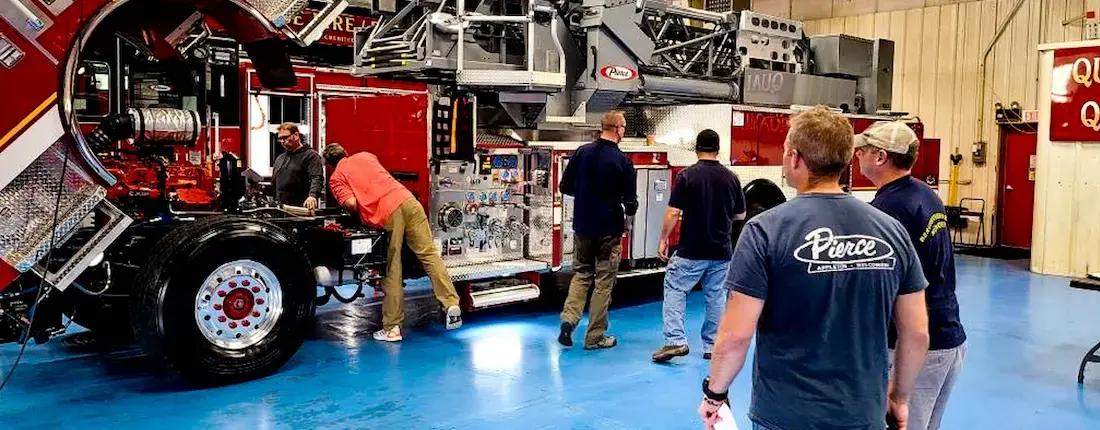 Emergency response apparatus in production at a manufacturing facility during assembly and vehicle outfitting.