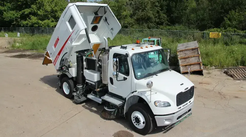 Elgin Whirlwind regenerative air street sweeper engineered for efficient debris removal, superior dust control, and municipal street maintenance operations.