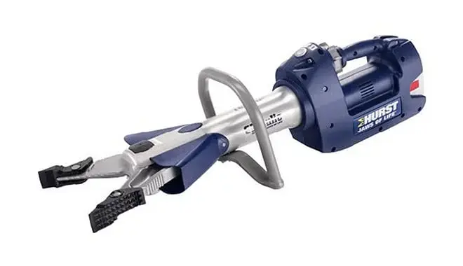HURST SC 358E2 combination tool supporting fire rescue teams with multi-purpose extrication capabilities.
