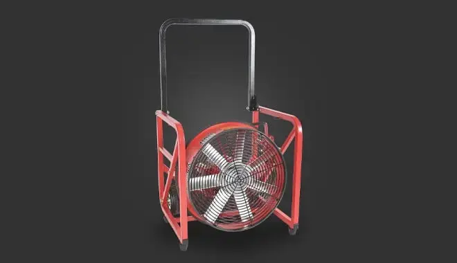 Super Vac hydraulic PPV fans engineered for hazardous environments requiring powerful positive pressure ventilation performance.