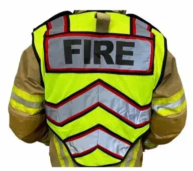 Fire Ninja Ultra Bright Red public safety vest designed to improve firefighter visibility and traffic incident scene safety.