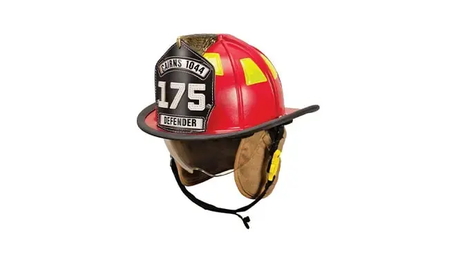 MSA Cairns 1044 traditional fire helmet designed for advanced firefighter safety, impact protection, and long-term durability.