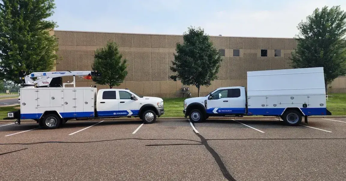 MacQueen service trucks for apparatus and environmental equipment mobile service capabilities